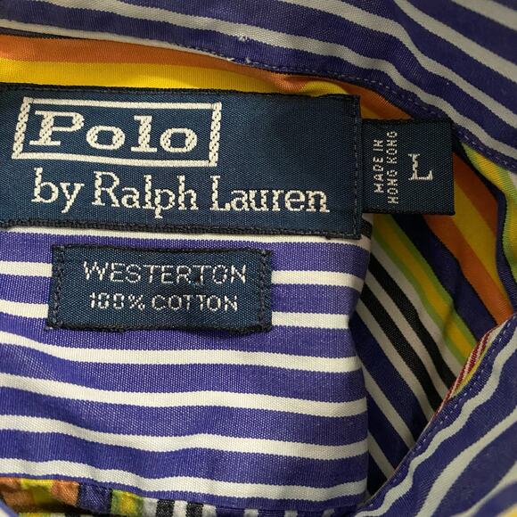 Polo by Ralph Lauren colorful vertical striped long sleeve shirt Large Westerton - Picture 10 of 11
